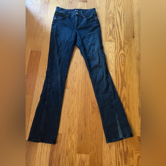 Express Skyscraper Dark Wash Front Vent Stretch Jeans Pants Size 4 Mid Rise - Picture 9 of 9